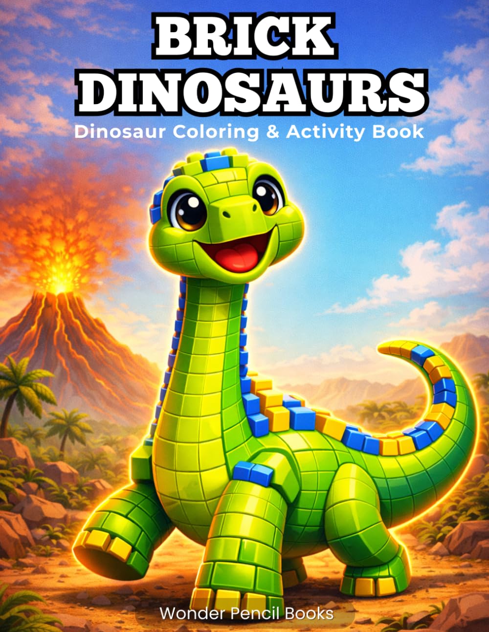 Brick Dinosaurs: Dinosaur Coloring & Activity Book for Kids Ages 4–8 (Brick World)