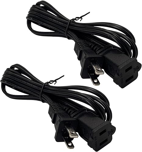 Cable de extensión corto de 5 pies, 2 clavijas macho hembra, cable de alimentación negro de 18 AWG 10 A 125 V para Nema 1-15P a 1-15R, paquete de 2