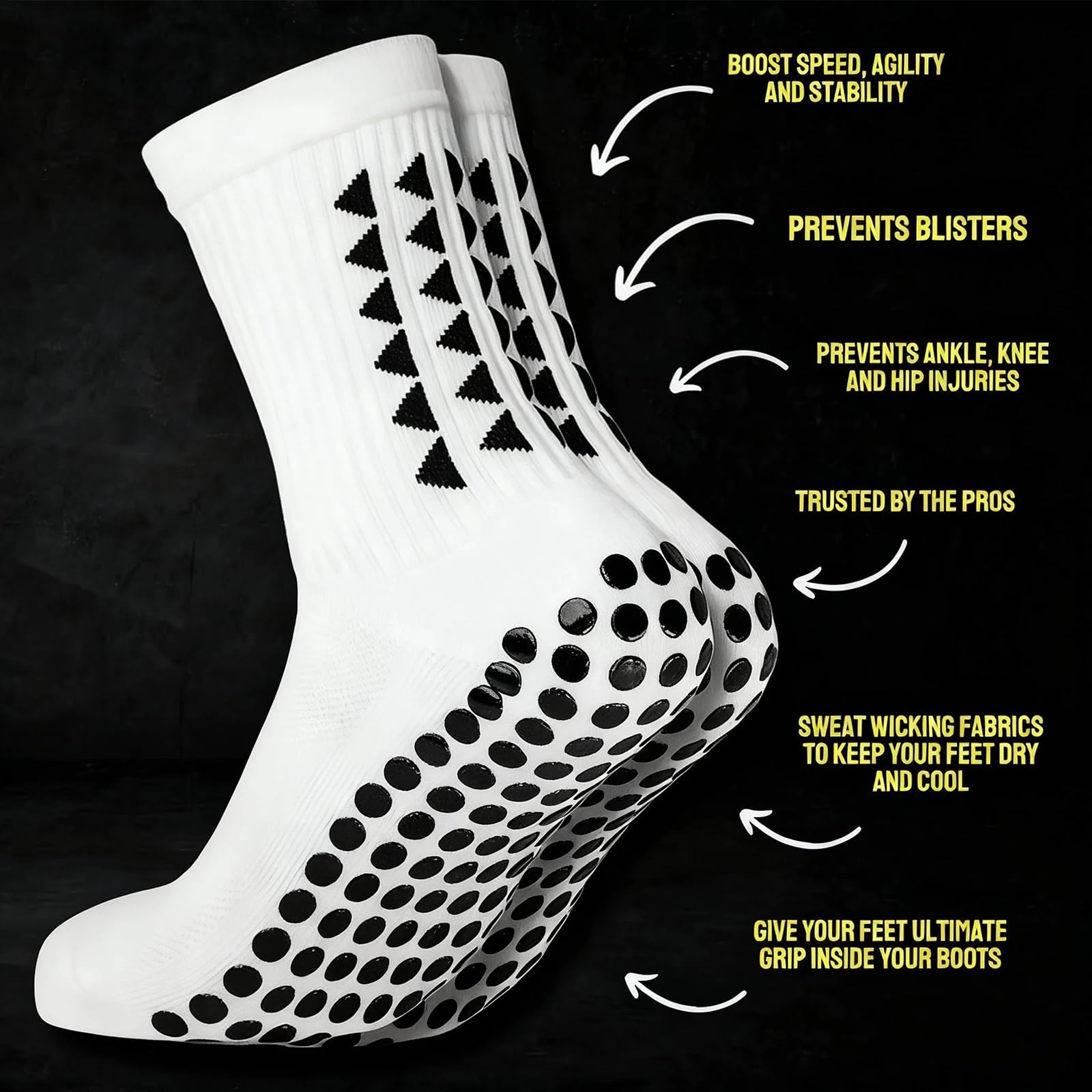 KU 6 Paia Calze da Calcio a Compressione Uomo Donna - Calze Antiscivolo con Ammortizzazione & Grip Totale, Anti-Vesciche, Traspiranti - per Sport, Tennis, Fitness, Corsa (Taglia 43-46)