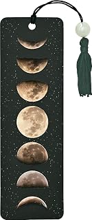 Peter Pauper Press Moon Phases Beaded Bookmark - Glossy Lunar Design with Tassel & Ruler
