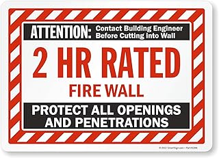 SmartSign - S-8944-EU-10x14-D1 Attention - 2 Hr Rated Fire Wall Label by | 10" x 14" Laminated Vinyl