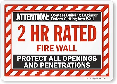 SmartSign - S-8944-EU-10x14-D1 Attention - 2 Hr Rated Fire Wall Label by | 10