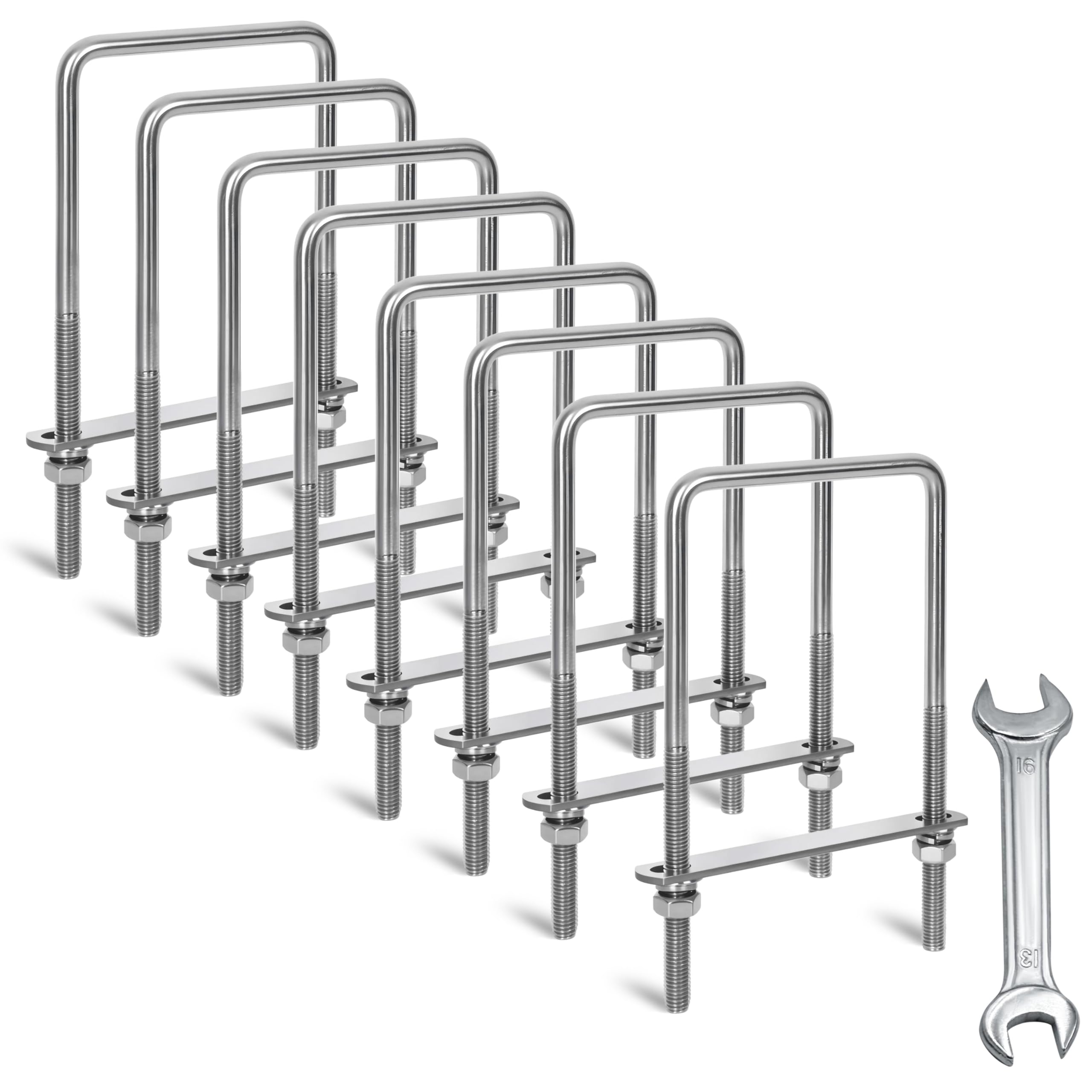 M8 Stainless Steel U-Bolts - 4 Sets, FREE SHIPPING -16 M8 Stainless Steel U-Bolts - 4 Sets, FREE SHIPPING -16