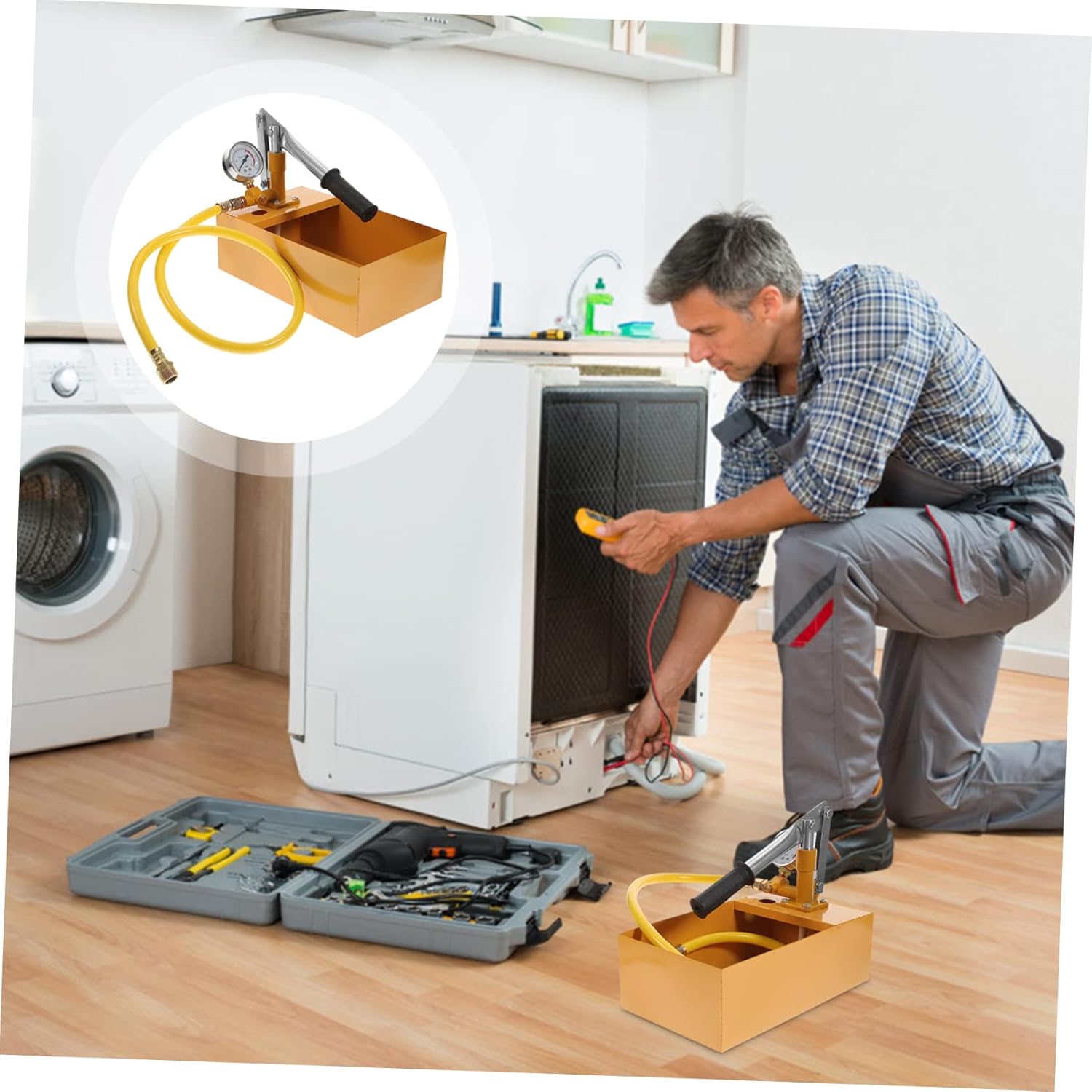 DECHOUS 25KG Manual Hydraulic Pressure Test Pump Hand Pump for Hydrostatic Testing Random Color PPR Pipe Pressure Tester Voltage Gauge