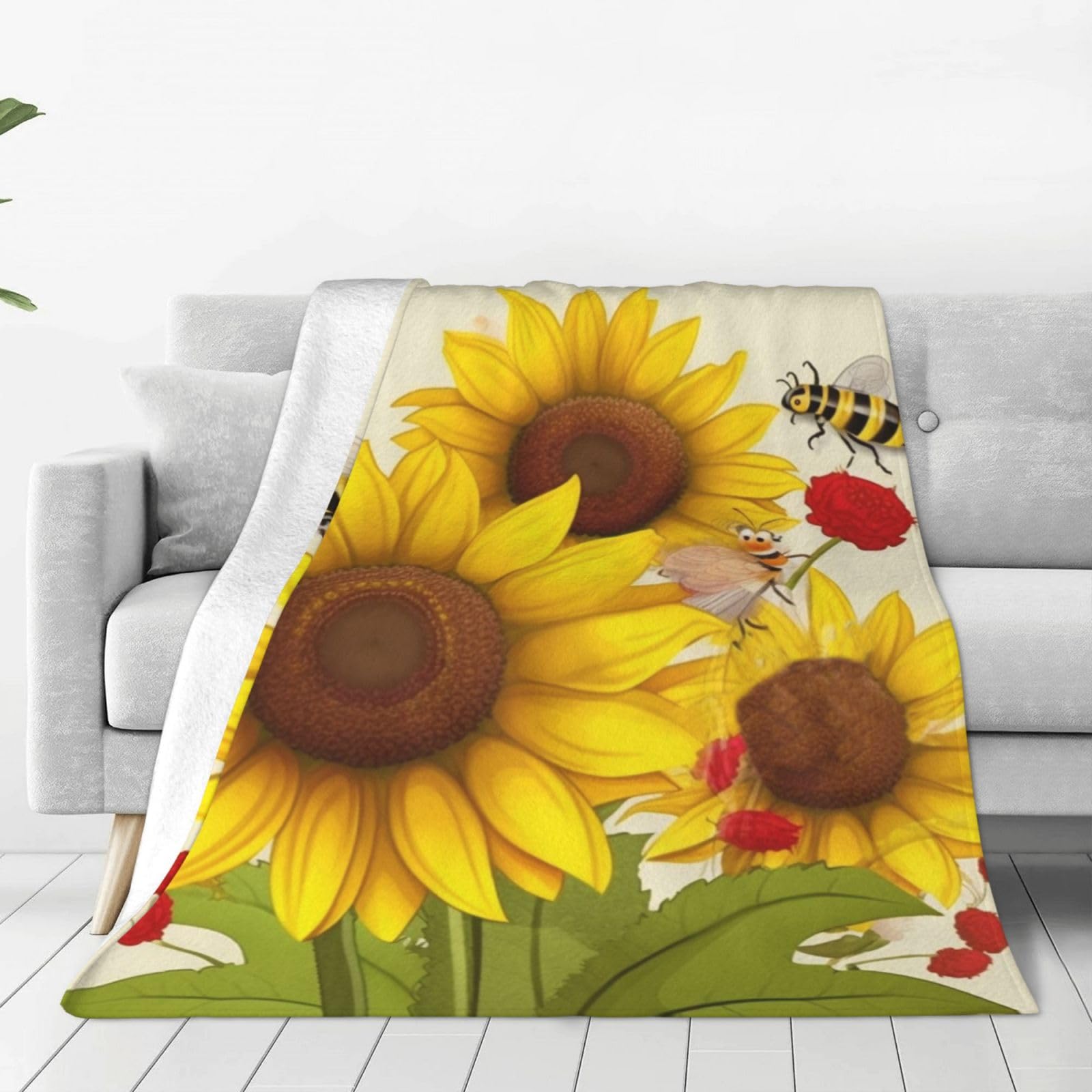 Daisy Rose Flowers Throw Blanket 40"x30" Flannel Fluffy Warm Blanket for Couch, Reversible Plush Blankets for Bed, Comfy Fuzzy Blanket for Sofa, Plush Lightweight-Blankets for All Season