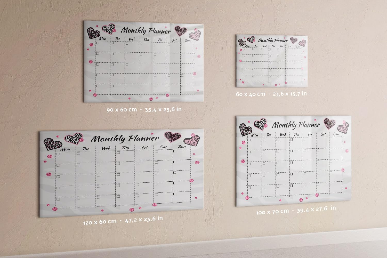 Lavagna per messaggi e note 90x60 cm | Agenda mensile di moda