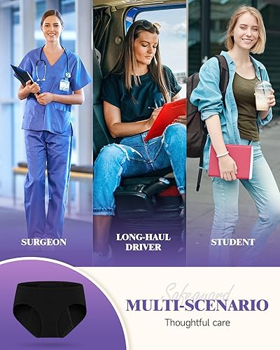 Miniatura 8 de TANSTC Ropa interior de época para mujer, de flujo pesado, de alta absorción, posparto, a prueba de fugas, de algodón, hipster, paquete de 3