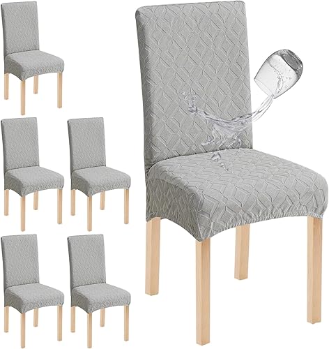 Miniatura 22 de Genina Juego de 4 fundas impermeables para sillas de comedor, extraíbles y lavables, color gris oscuro Gris-oscuro,Beige,Negro,Chocolate,Blanco