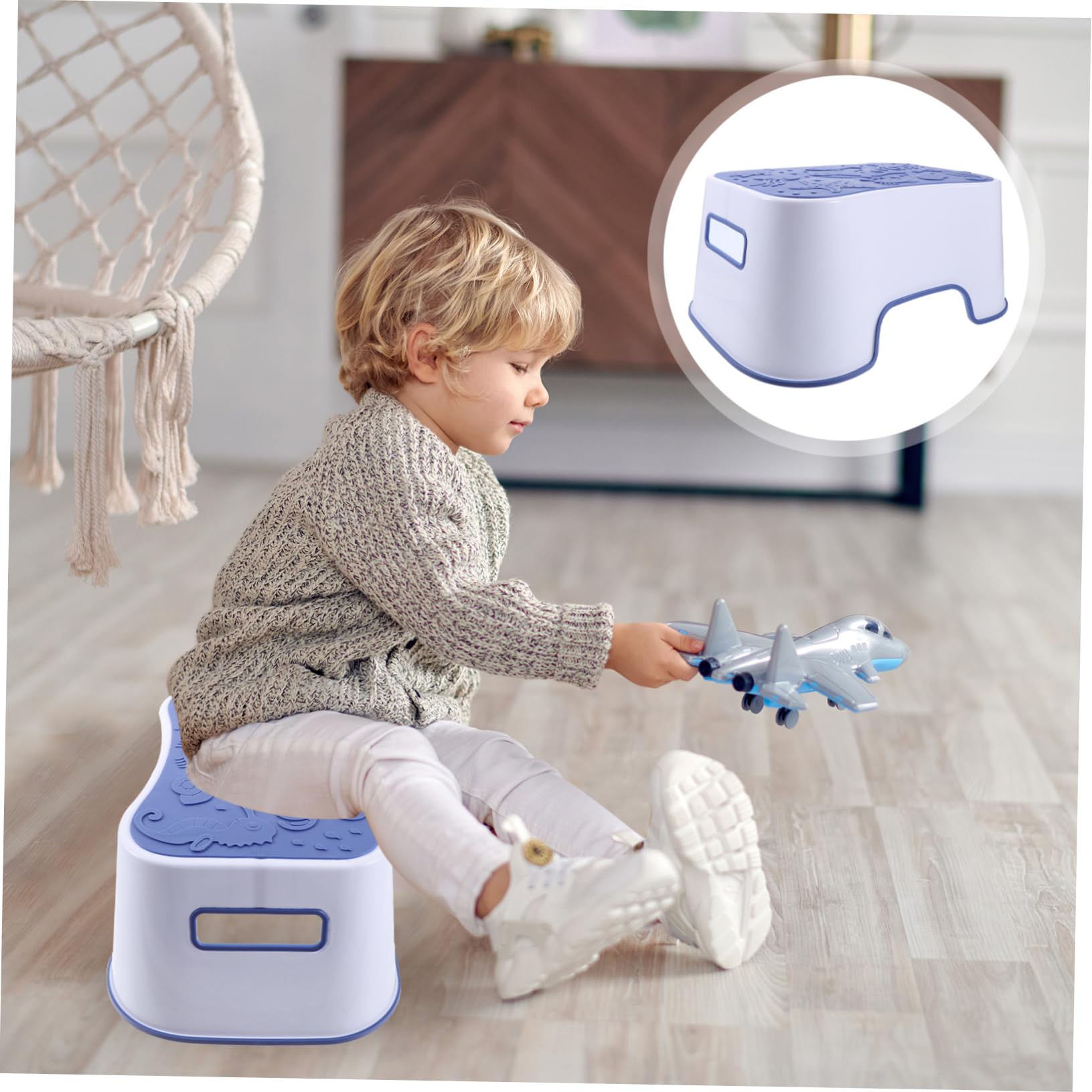 Sgabello da Wc in Plastica Pp Blu, Scalino Bagno Compatto | Toilette, Salvaspazio, Stile Chic ed Elegante, Categoria Toilet Assistance Steps