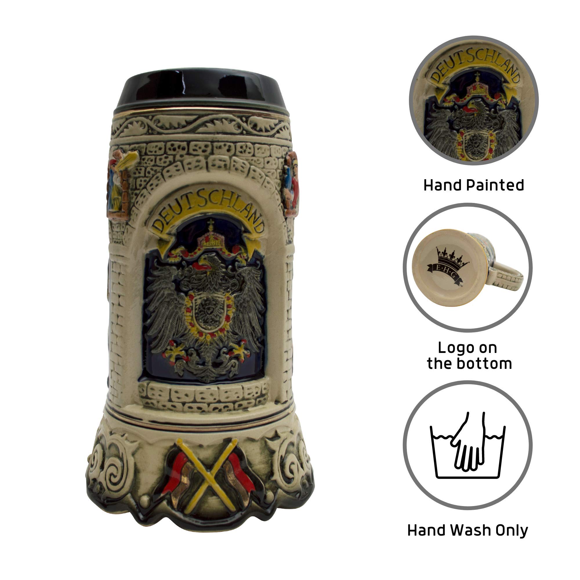 1 Liter | OktoberfestHaus Beer Lovers Gifts Hand-Painted Big German Mug Deutschland Scenes Ceramic Beer Stein Tankard Jarra Cervecera Alemana