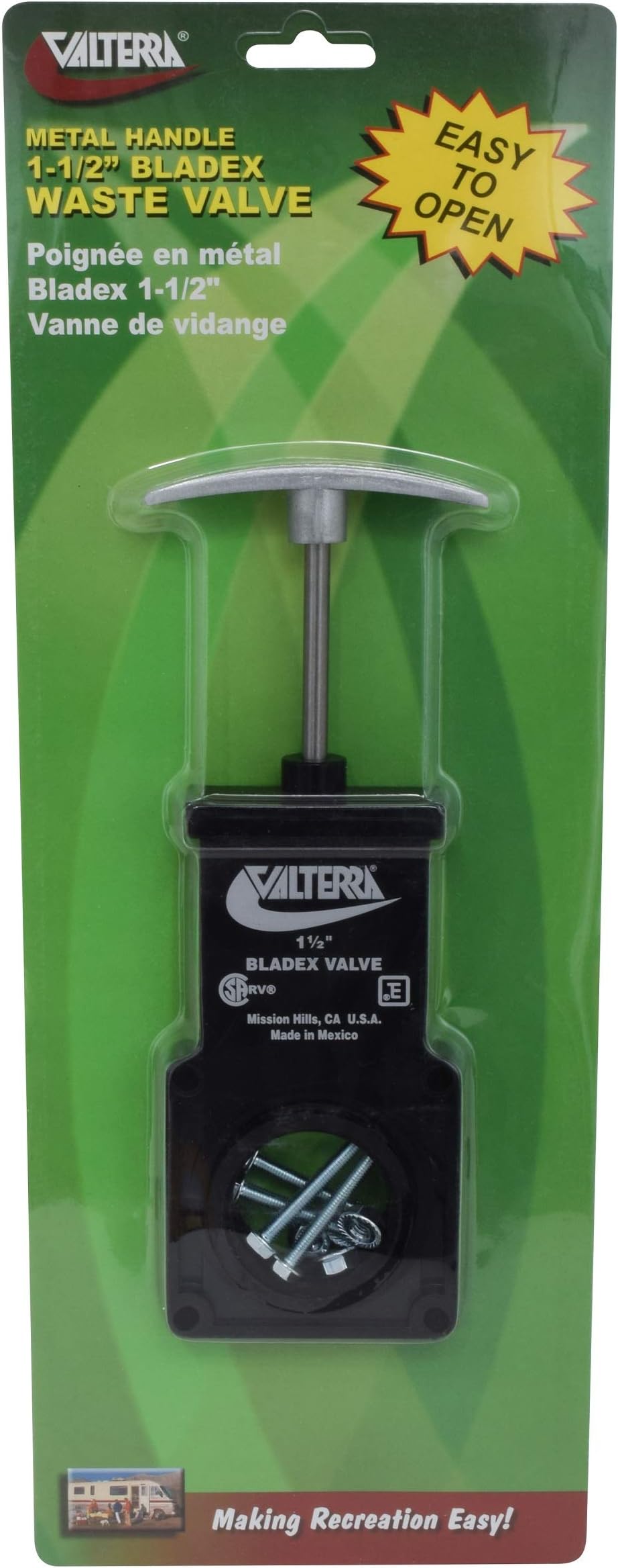 Valterra T1001VPM Bladex 1-1/2" Waste Valve Body with Metal Handle
