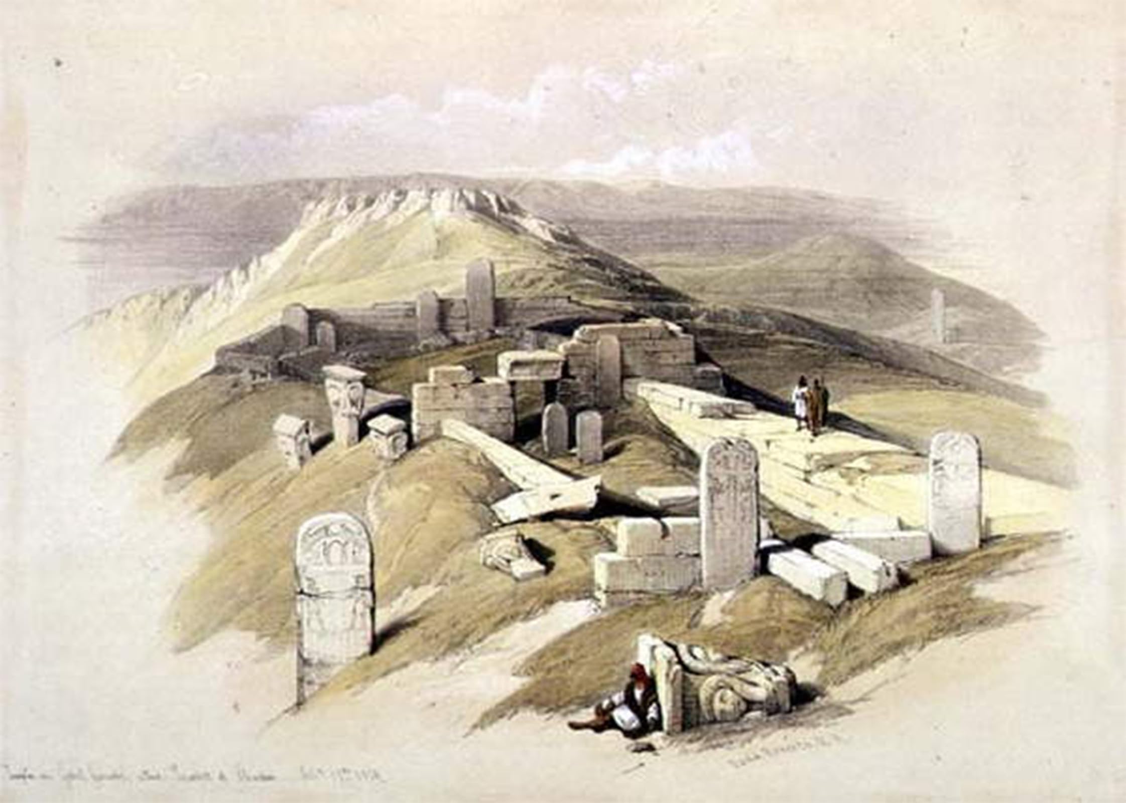 ARTXLXXBN Famous Painting Art Wall Decor Abstract Art Picture Temple on Gebel Garabealled Surabit El Khadim by David Roberts Animal Pictures for Home Decor 60x90cm