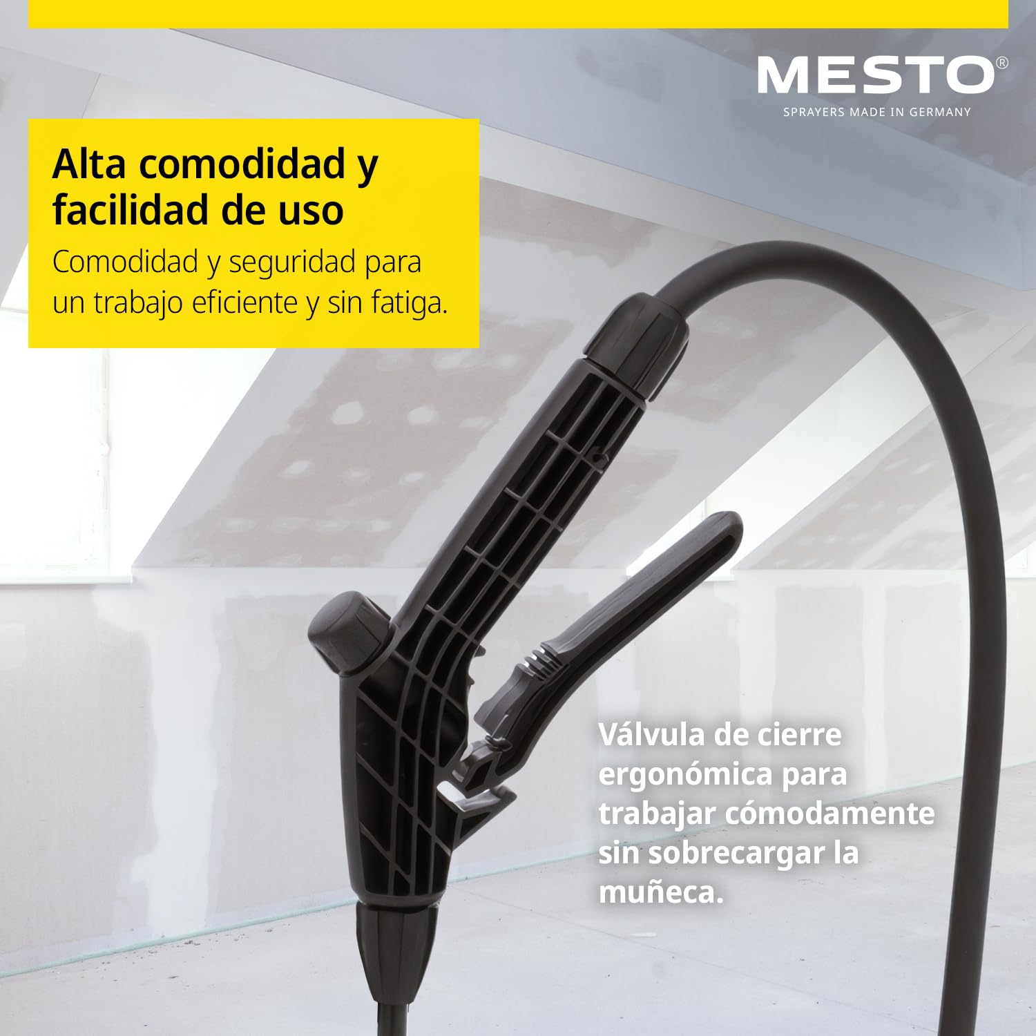 MESTO Primer Pulverizador a presión 5 L Set con Tubo de extensión 45 cm | Pulverizador Manual 3 Bar | Sulfatadora Manual para construcción y reformas | para imprimaciones y químicos de construcción