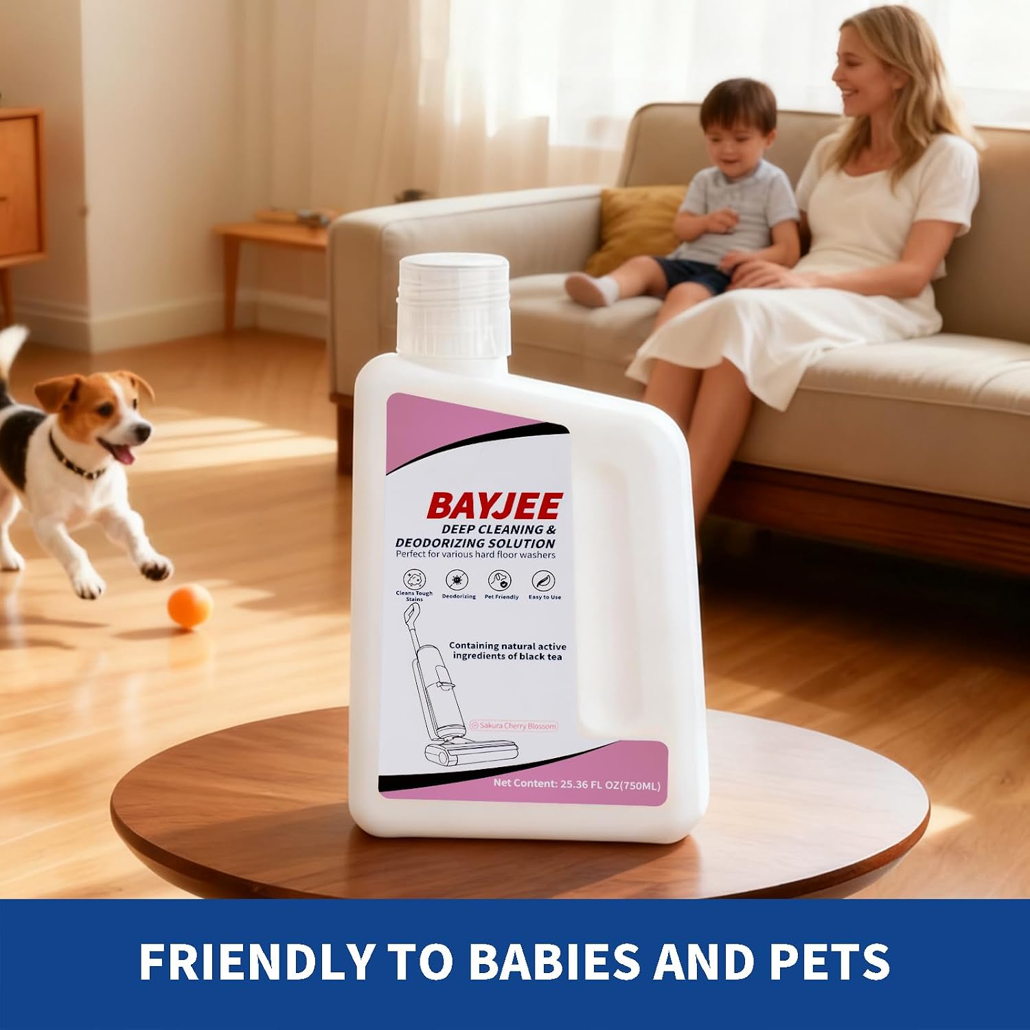 Deep Cleaning & Deodorizing Solution, 25.36FL OZ/750ML, Designed for TINECO, SHARK, MOVA, BISSELL, Compatible with all models of wet dry vacuum cleaners,long-lasting Fragrance (Sakura)