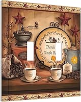 Vista 116 de Farmhouse Coffee Primitive Coffee Bean Kitchen 3 Gang Triple Interruptor de Luz de Palanca Cubierta de Placa de Pared Placa Frontal Eléctrica
