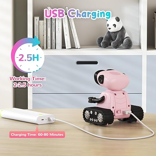 Miniatura 9 de SGILE Robot de control remoto con música y ojos de emojis LED, demostración automática, robots emo recargables RC para niños de 3, 4, 5, 6, 7 años,