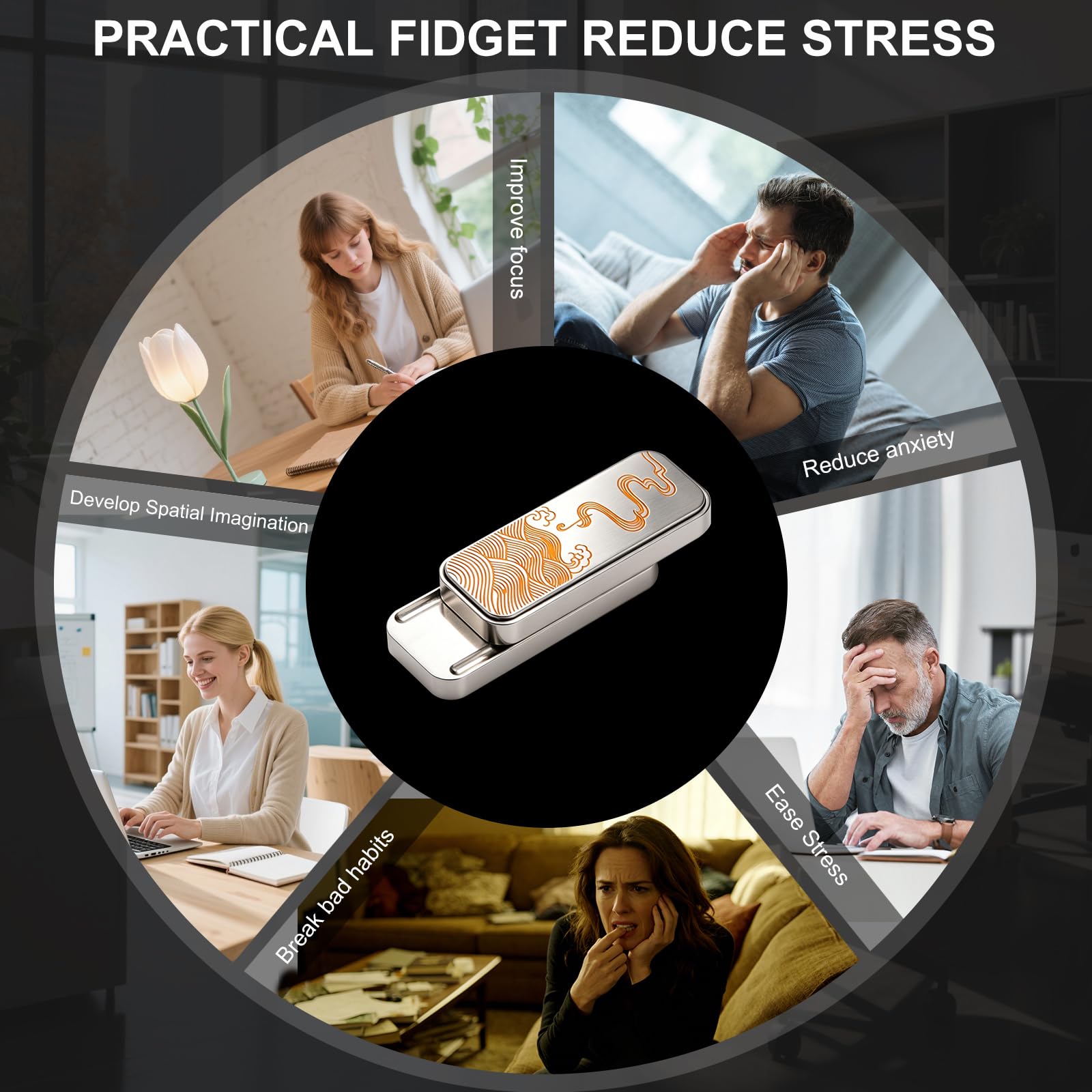 Fidget Toys Metall Erwachsene,Magnetischer Fidget Slider Anti Stress,Sensorisches Spielzeug Geschenke für Autismus,Büro,ADHC,TDHD