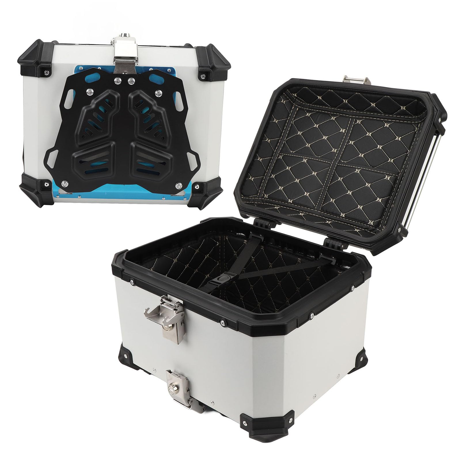 45L Motorcycle Top Case with Security Lock Water Aluminum Alloy Tail Trunk Storage Carrier for Helmet Luggage