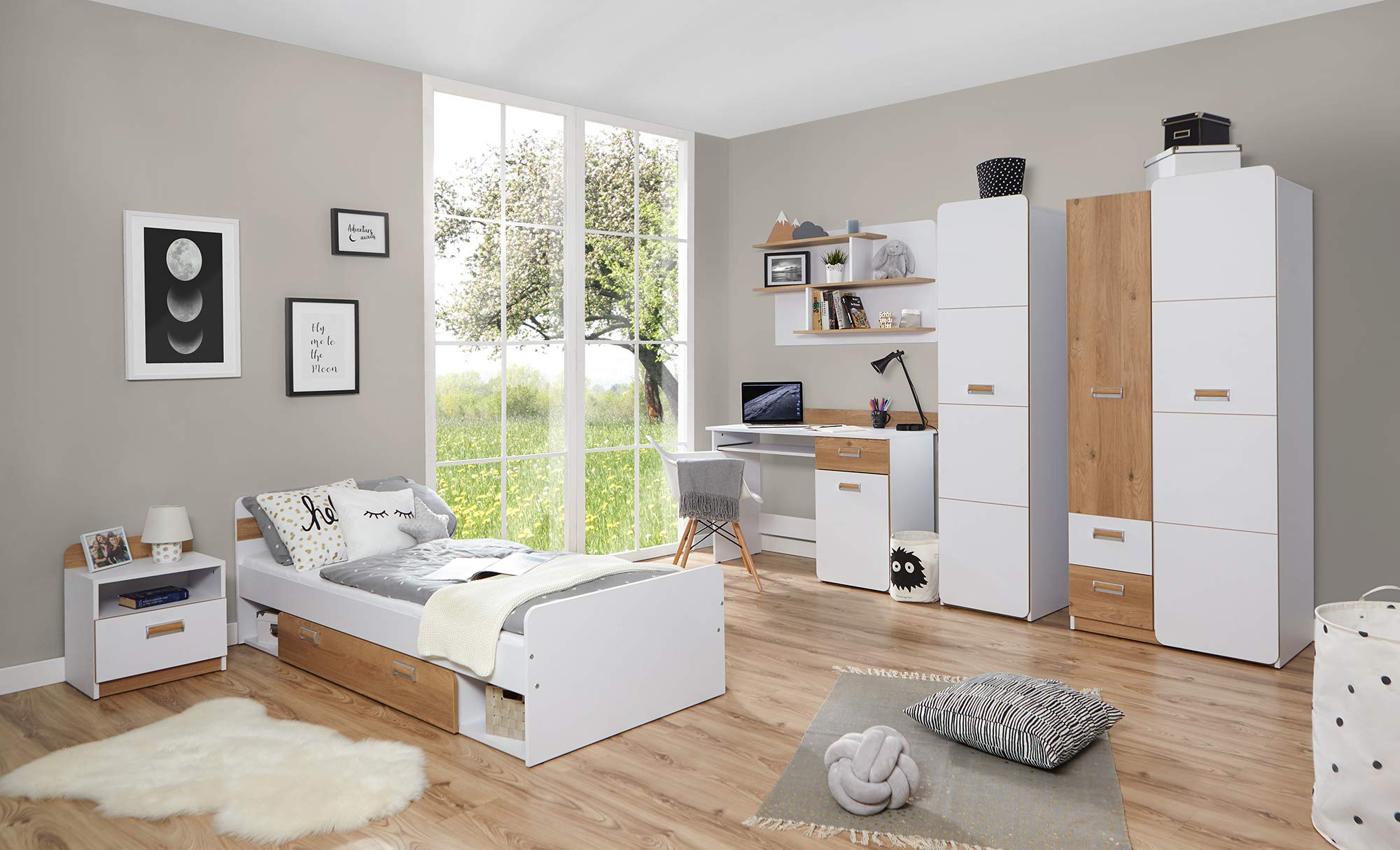 TiCAA Jugendzimmer Lori 6-teilig weiß