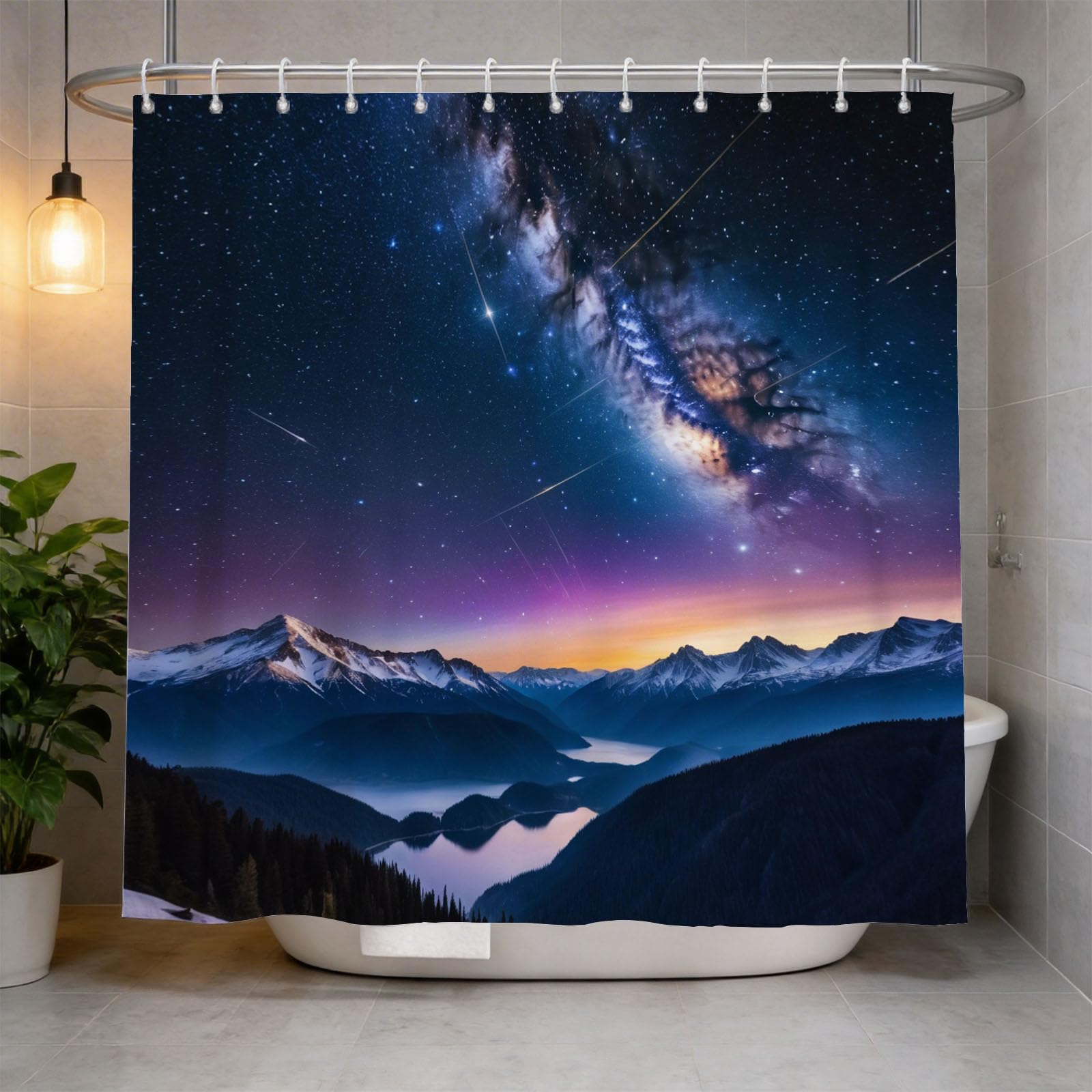 Hongduo 3D Starry Sky Shower Curtain for Stalls Bathtubs Nebula Bathroom Decor Shower Curtain Set Polyester Fabric Waterproof 200x200cm/79X79 Inch with Hooks