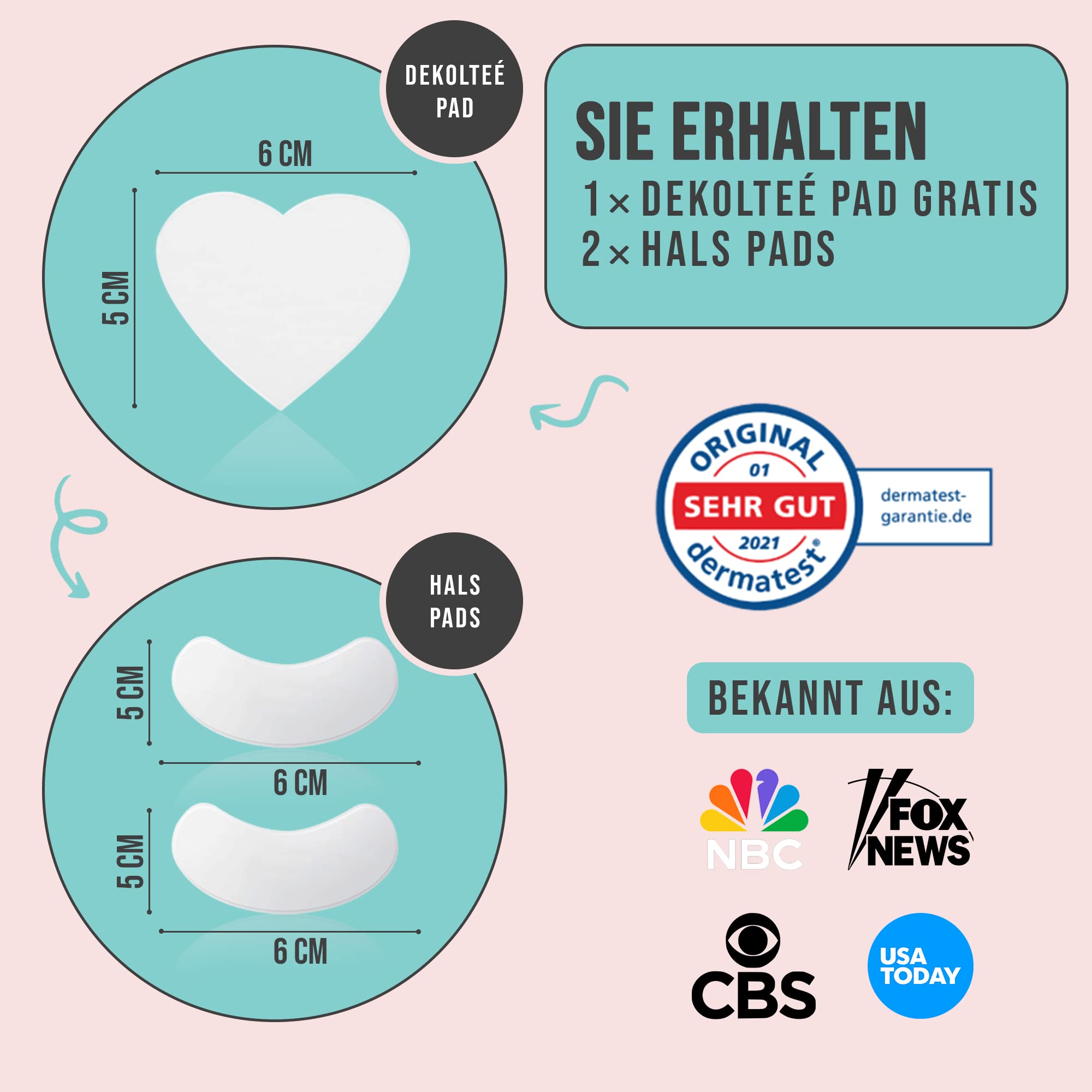 Hals- & Dekolleté Pad Antifalten I GRATIS PAD | bis zu 30x wiederverwendbar I Silikon Pad gegen Falten & zur Hautstraffung am Hals- & Dekoltee I Anti Aging Pads | 3 St.
