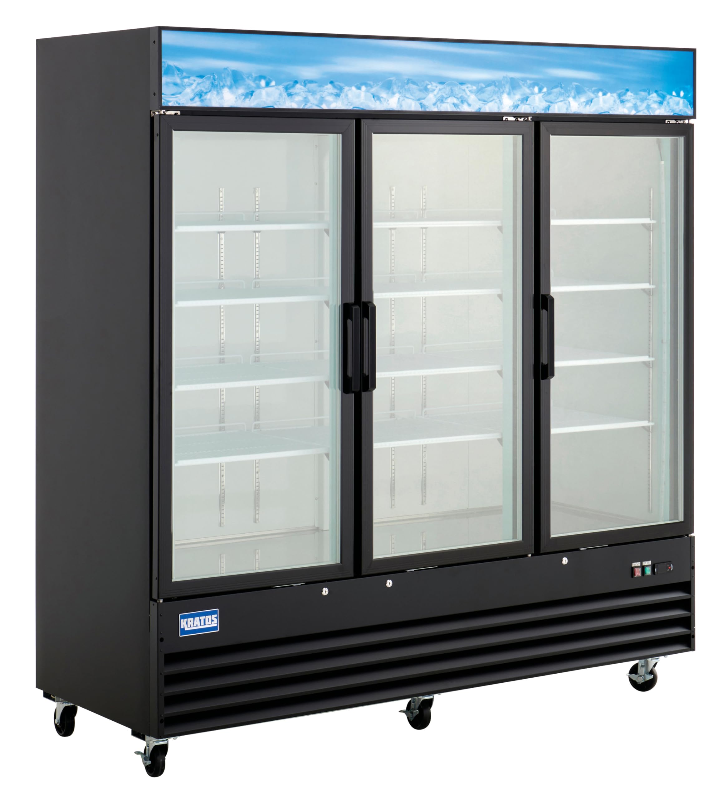 Kratos Commercial Refrigerator Display Merchandiser- 3 Swing Door, 78" W, Black (67K-212)