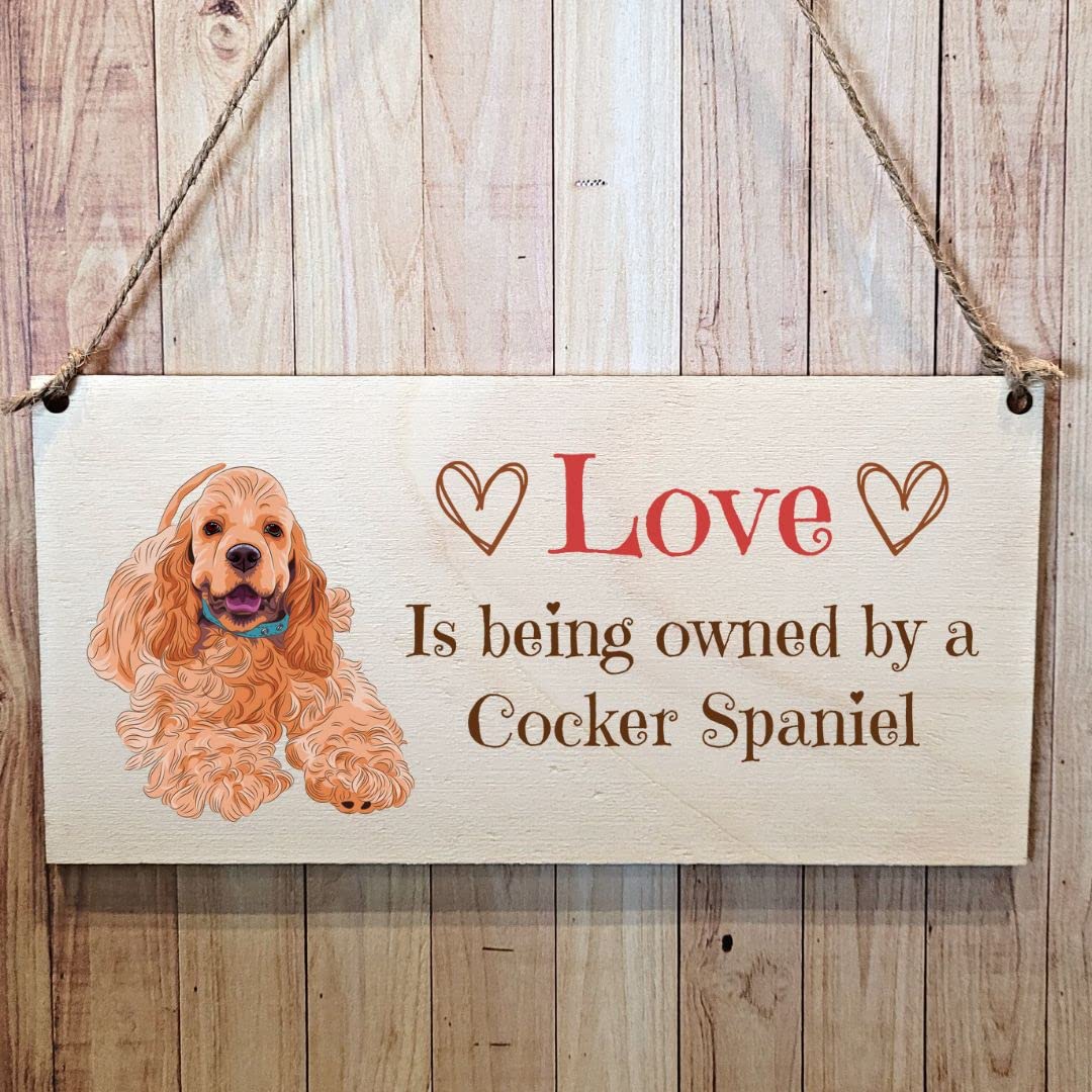 Cocker Spaniel Dog Wooden Hanging Rectangle Home Sign Plaque