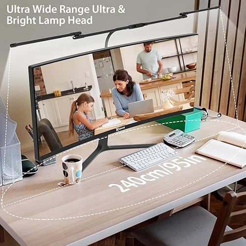 Miniatura 5 de Lámpara de escritorio, lámparas de escritorio con abrazadera para oficina en casa, lámpara de mesa flexible de cuello de cisne de 24 W, 10 modos de