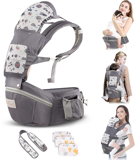 Baby Carrier, Baby Carriers from Newborn to Toddler, 6 in 1 Air Mesh Toddler Carrier for 0-36 Months, Front and Back Ergonomic Baby Carrier Hip Seat with 3pcs Teething Pads for All Seasons