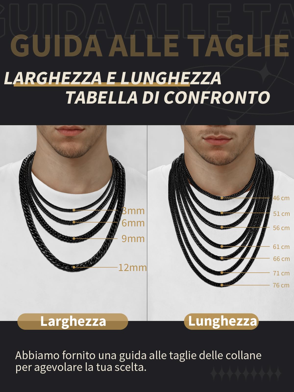 FindChic Collana Uomo Catena Cubana 3.5/6/9/12mm 18/20/22/24/26/28/30inch Collana Catena Acciaio Inossidabile Collana Uomo Maglia Cubana