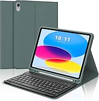 Vista 13 de KVAGO Funda para iPad (A16) de 11ª y 10ª generación con teclado, teclado desmontable inalámbrico retroiluminado de 7 colores, funda de teclado folio