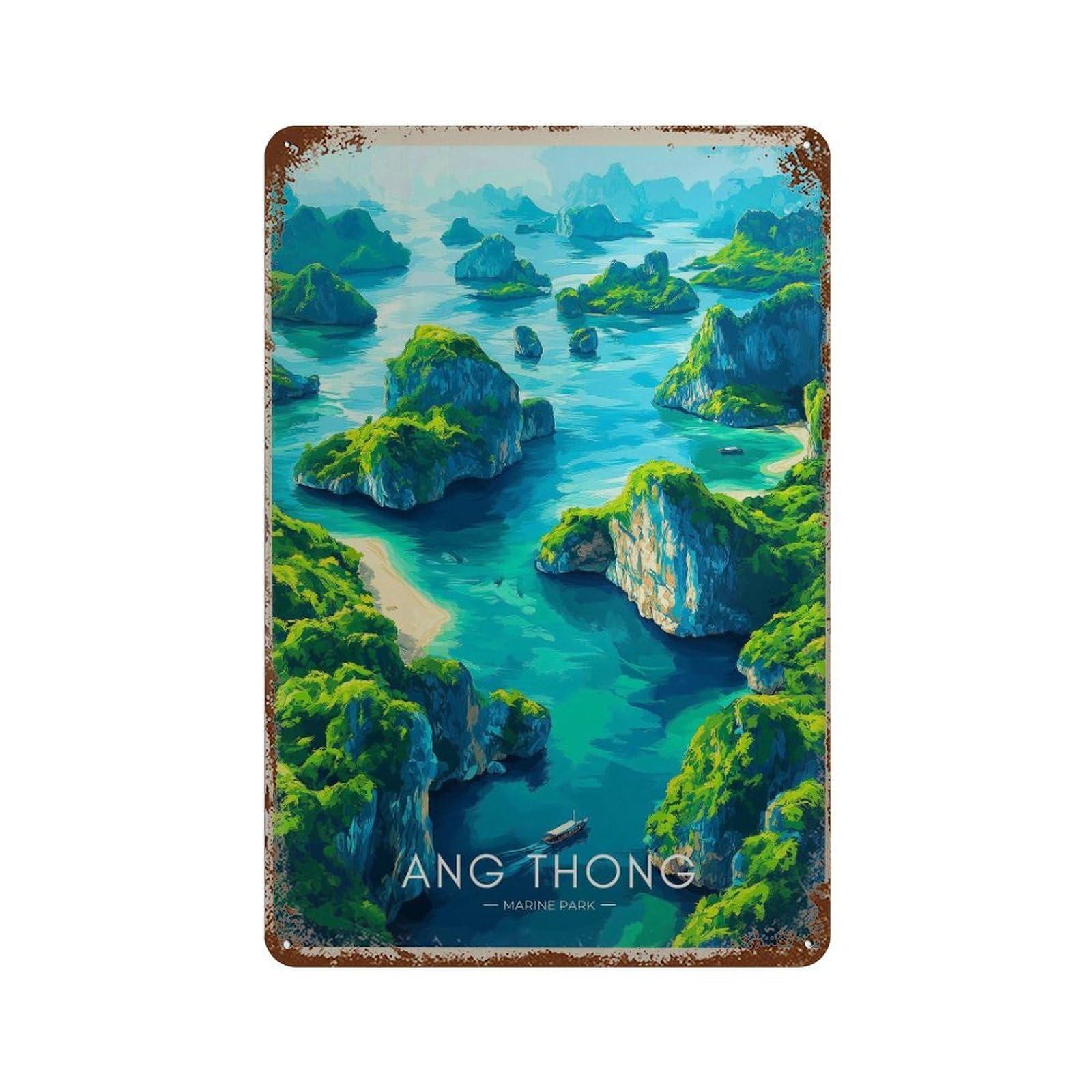 xiaoxiaoshen Ang Thong Thailand – Tropical Travel Wall Decor Art Metal Tin Poster Modern Home Decor Art Home Bar Shop Decorations Vintage Sign 30x20cm