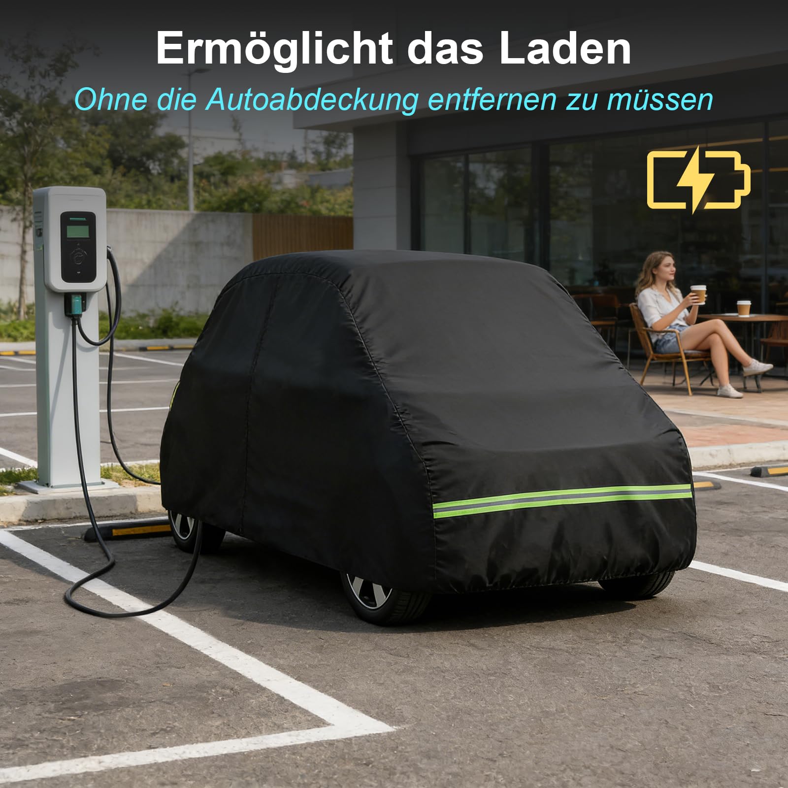 Vollgarage Autoabdeckung Ersatz für Citroen Ami/Opel Rocks-e/Electric/FIAT Topolino 2020-2024, Auto Abdeckplane Autogarage Ganzgarage, Atmungsaktive Vollgarage Wasserdicht Reflexionsstreifen