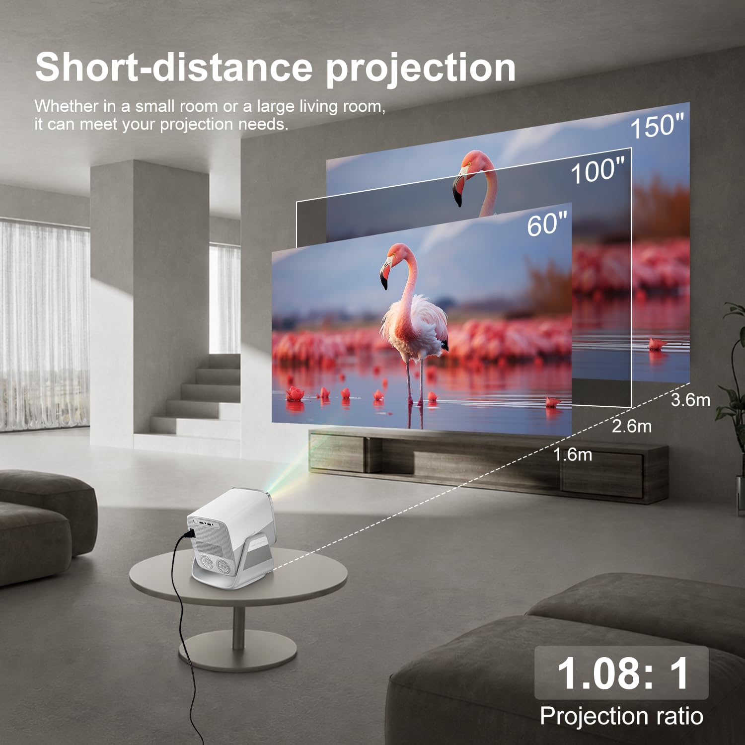 Salange Proiettore X5AR, Nativa 1080p FHD, Supporta 4K, 26000 Lumen, Proiettore Intelligente Android 14 WiFi 6 e Bluetooth 5.4, Autofocus e Correzione Trapezoidale Auto, Home Theater Videoproiettore