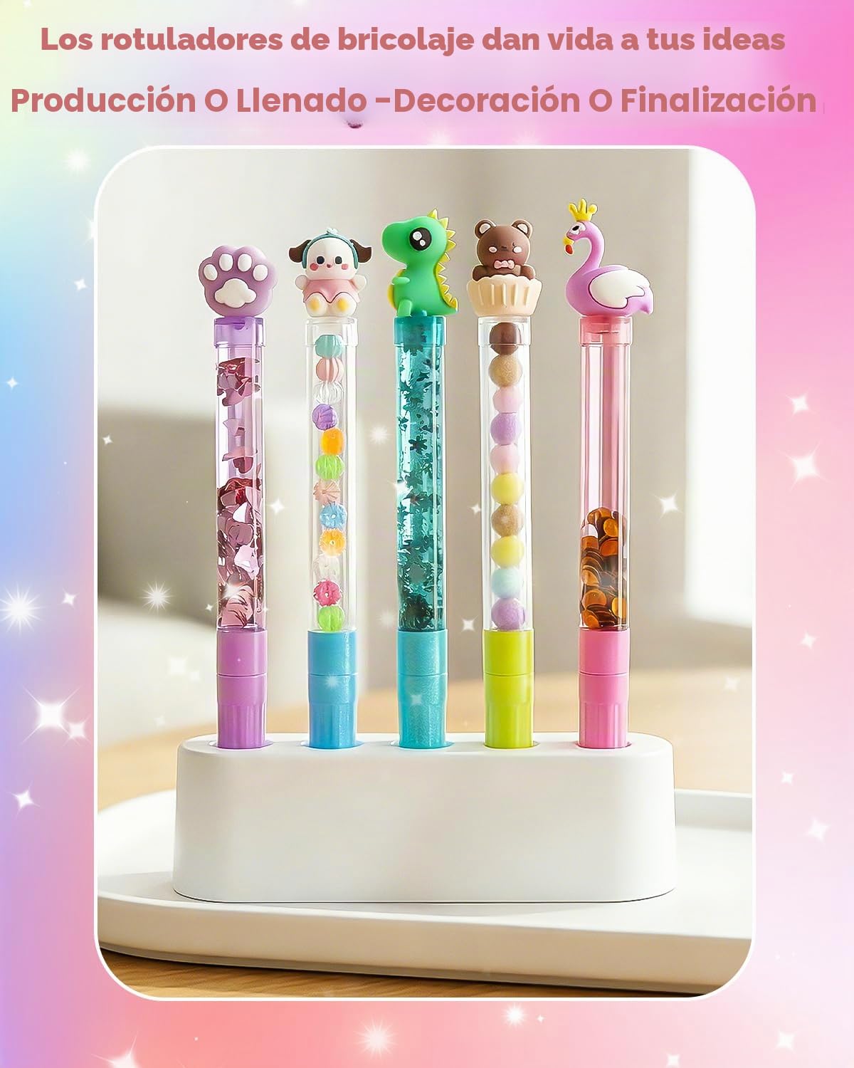 Set de plumas de bricolaje para niños a partir de 6 años, con 50 accesorios para 10 plumas personalizadas (purpurina, plumas, personajes), set creativo como regalo para el cumpleaños de los niños y el
