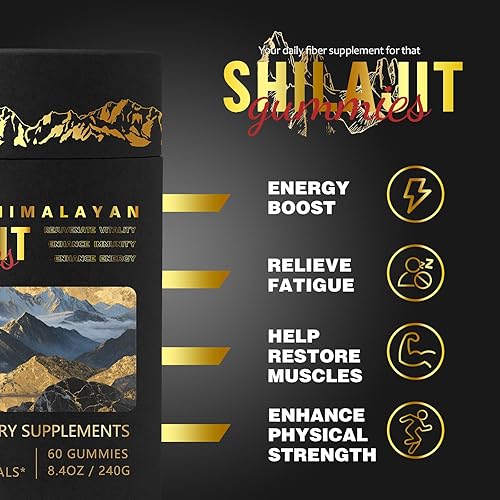 Miniatura 4 de Gomitas Shilajit del Himalaya de oro, gomitas Shilajit para hombres y mujeres, impulso de energía natural y apoyo inmunológico, más de 85 minerales
