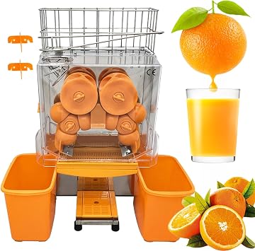 Commercial Orange Press Juicer Extractor Lemons Pomegranates Citrus Electric Juicing Machine Stainless Steel Juice Squeezer with Two Buckets