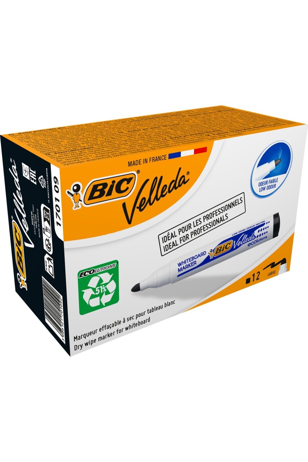 BIC Velleda 1701 Whiteboard Marker 1.5 mm Pack of 12 Black