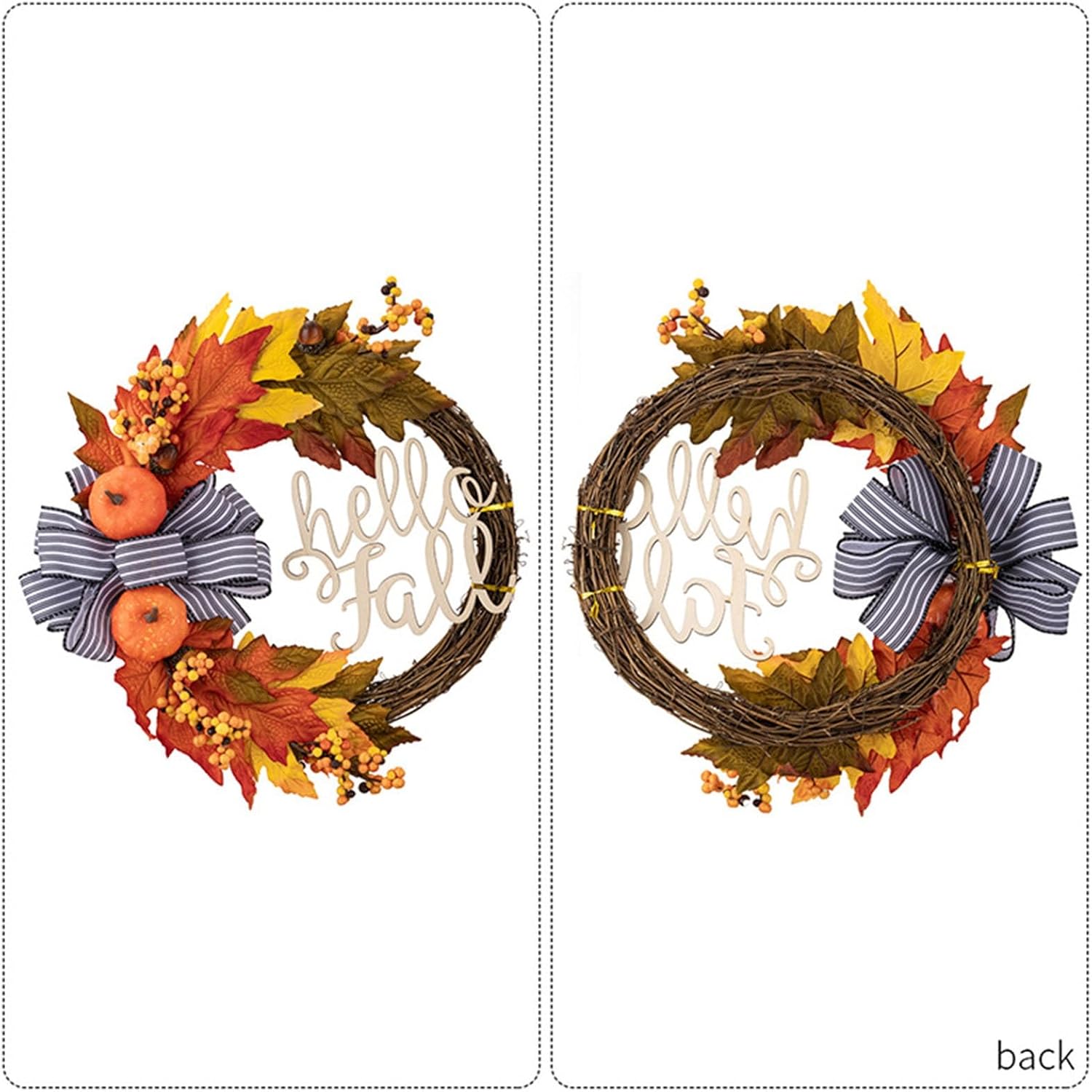 Fall Autumn Wreath for Front Door, Fall Wreath, Farmhouse Outdoor Autumn Wreath Artificial Flower Wreath Hanging Front Door Decoration Can be Used Outside, Windows, Walls