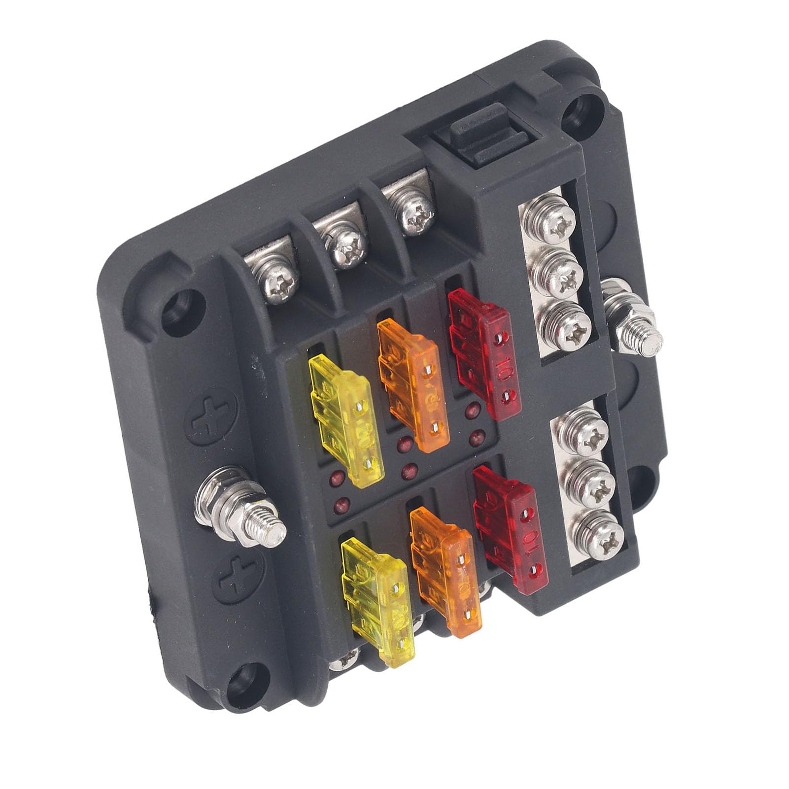 Universele 6 Way Zekeringkast Blok Zekeringhouder Box Auto Voertuig Circuit Automotive Blade Tool 6 Way Zekeringblok Dc 10 V 32 V