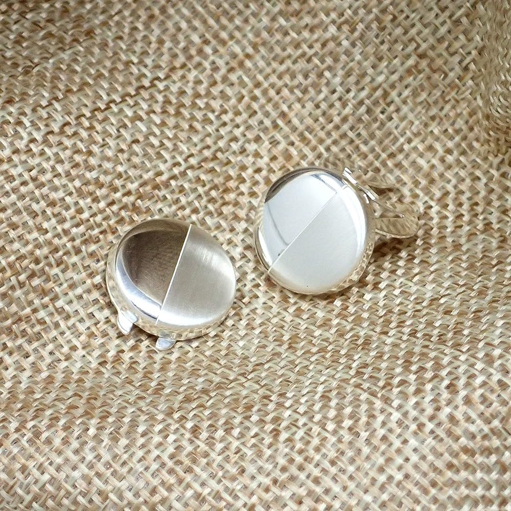 Copribottoni rotondi da uomo in argento sterling 925 da 16 mm. gemelli lucidi combinati opachi