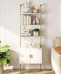 Yusong 73" Étagère en bois et en métal, étagère de rangement mural pour la chambre à coucher, Burlywood