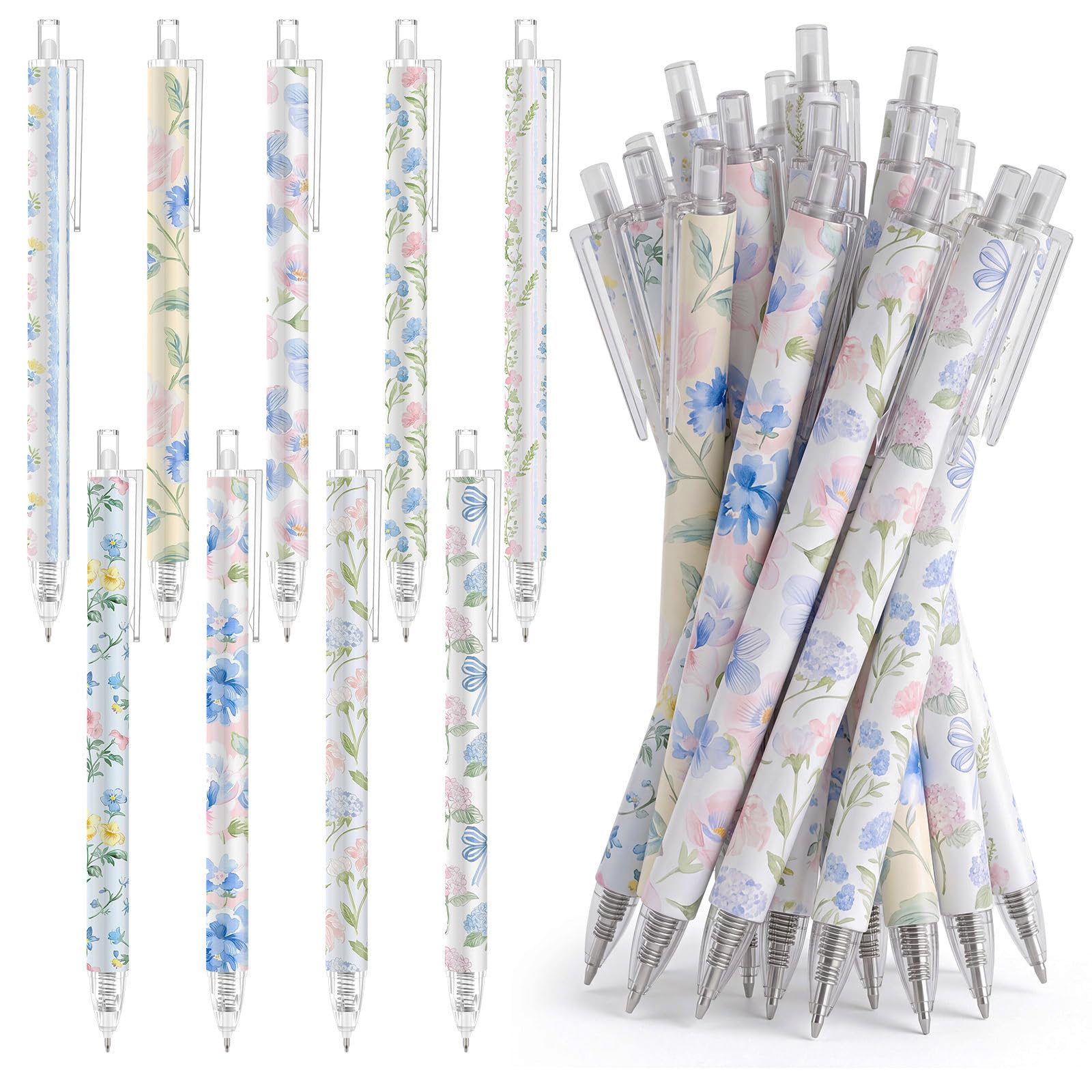 Jetec 54 Pcs Coquette Blue Hydrangea Floral Pens Bulk
