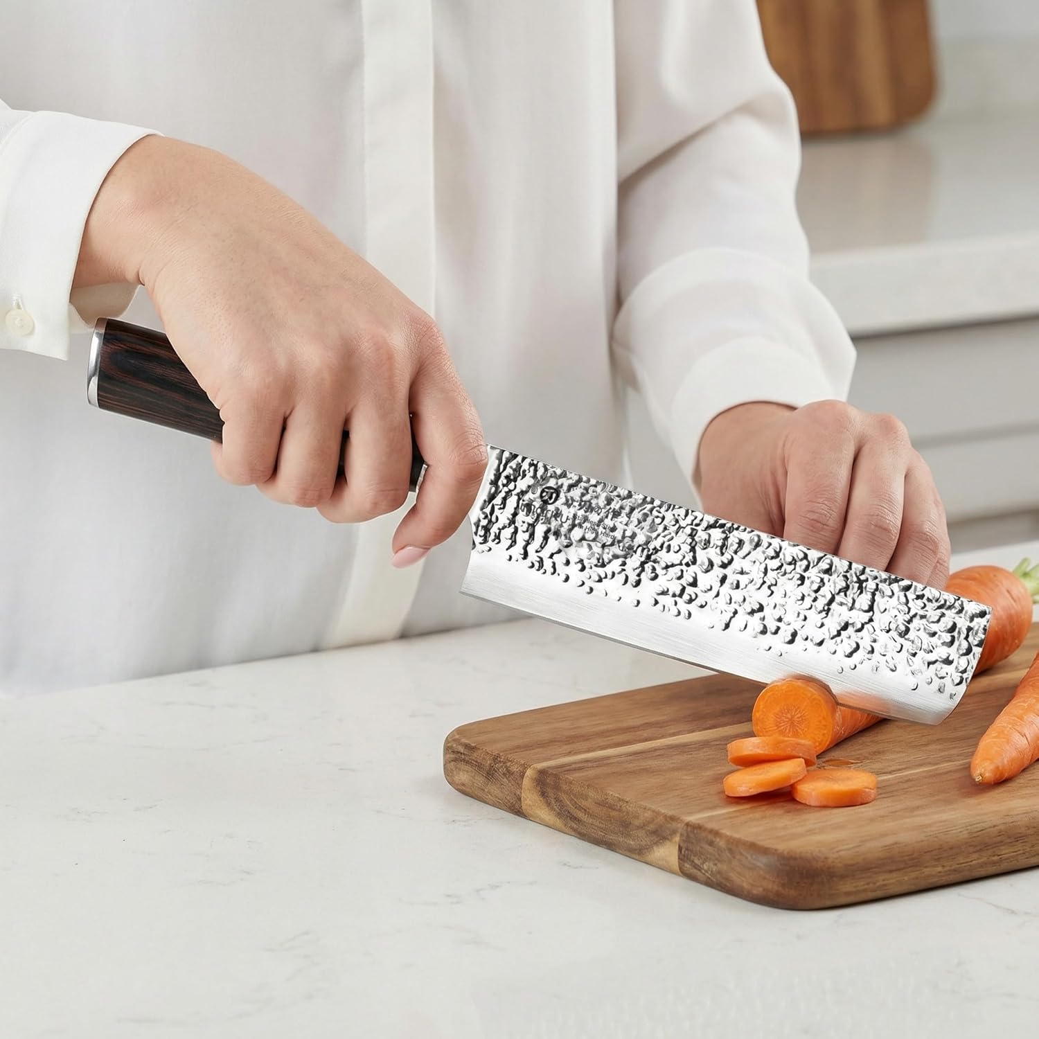 imarku Nakiri Knife, Razor Sharp 7 Inch Multipurpose Vegetable Kitchen Knife, High Carbon Stainless Steel Meat Cleaver, Gyutou Knife with Ergonomic Handle, Unique Gifts for Men and Women - Image 5