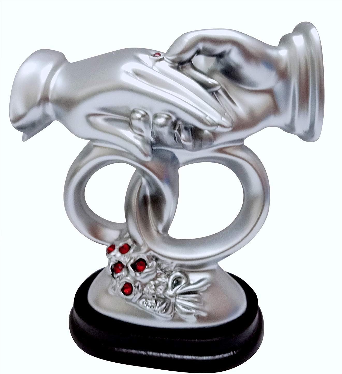 Indian Handicrafts Silver Hand Couple Statue Figurines Proposal Gifts Engagement Showpieces Beautiful Miniature for Car Dashboard Coffee Table Centrepiece