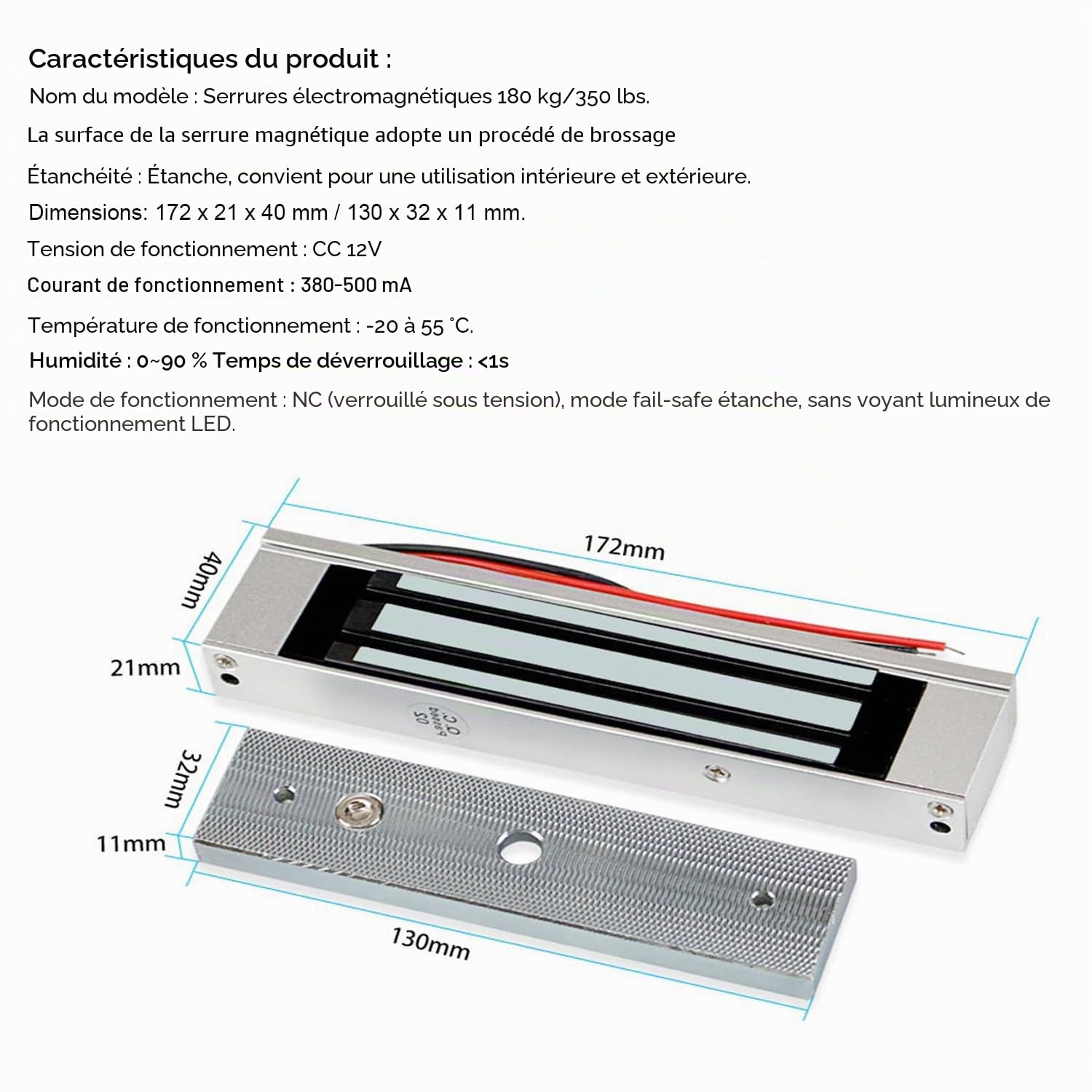 YAVIS Kit Système de Contrôle d'accès RFID Programmable Clavier de Contrôleur en Métal, Housse étanche, 180kg Serrure Magnétique Electriqueavec DC 12V 3A Alimentation, Bouton EXIT, Keyfobs ID 10pcs