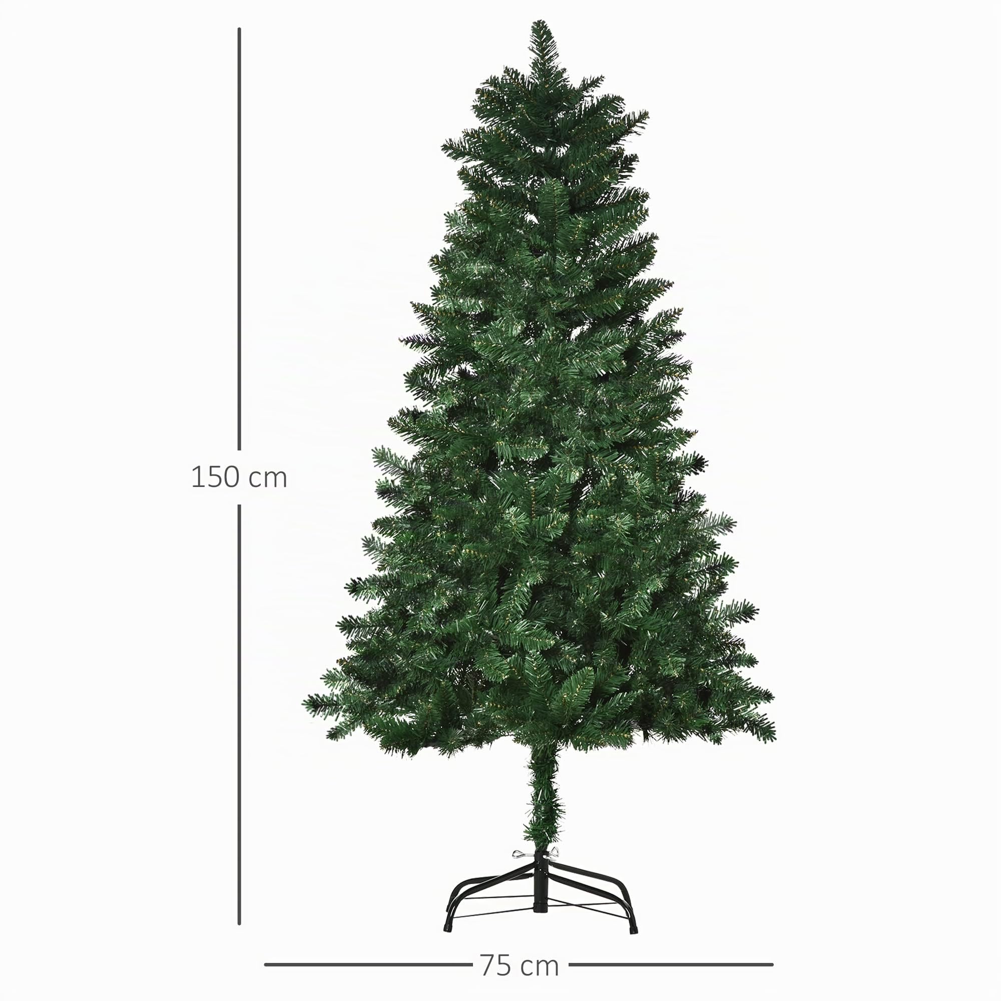 HOMCOM Sapin de Noël Artificiel 150H cm 454 Branches Grand Réalisme Vert | Épines, Imitation Nordmann