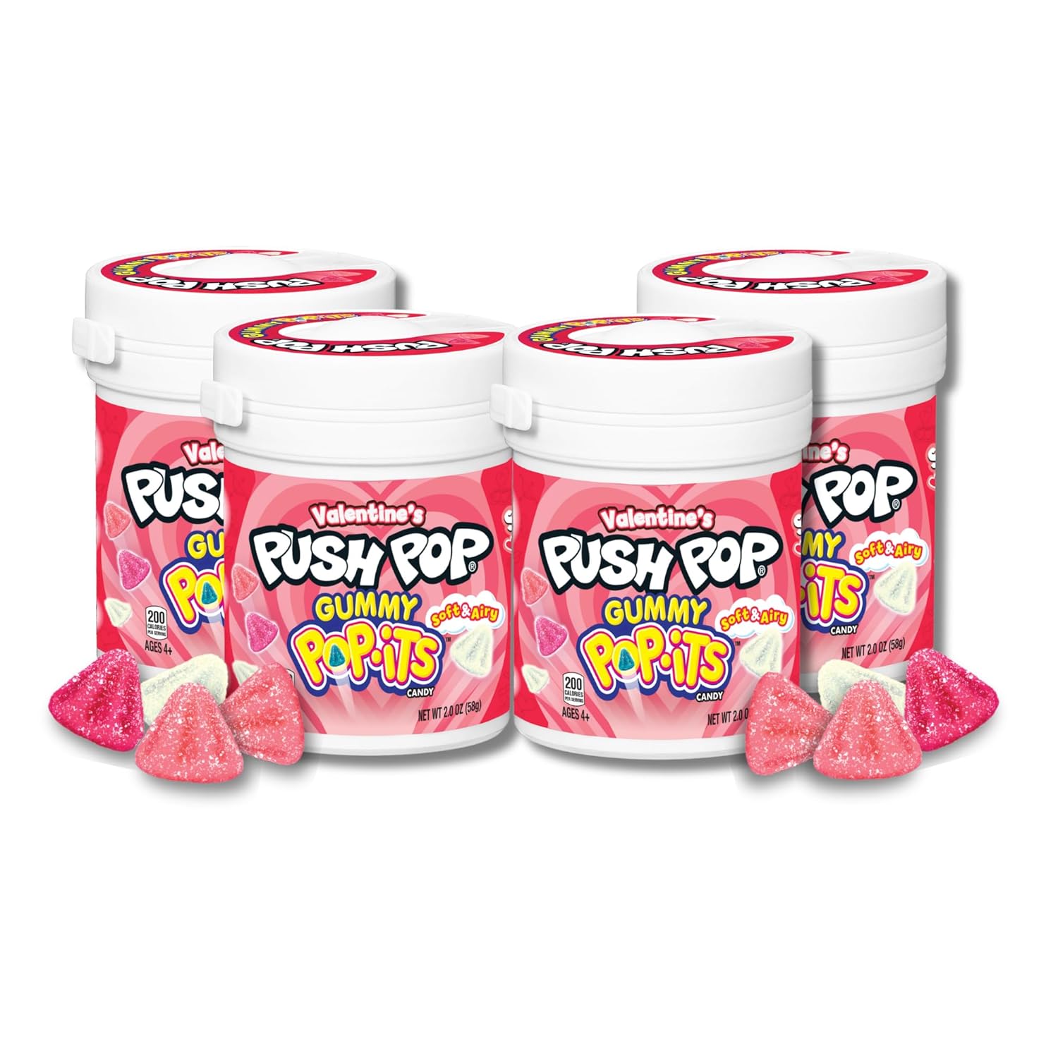Valentine's Push Pop Gummy Pop-Its Pack de 4