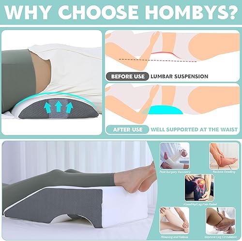 Miniatura 3 de HOMBYS Almohada de cuña para aliviar el dolor de piernas, almohada de elevación para hinchazón de piernas, circulación sanguínea, almohada lumbar de