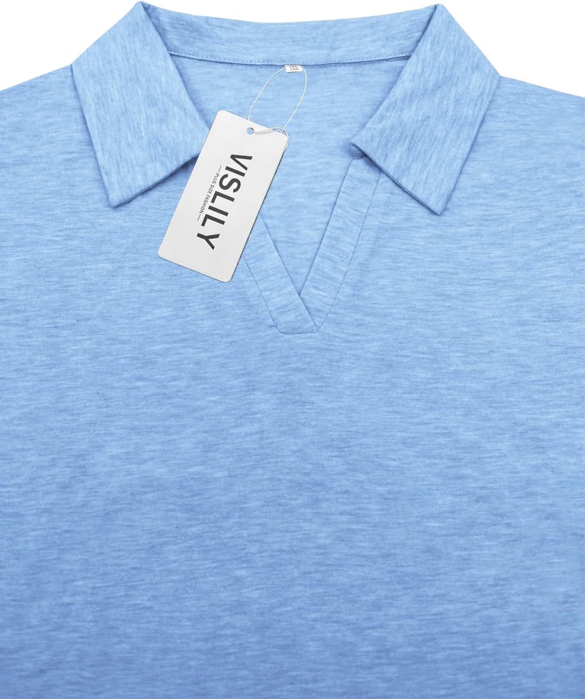 VISLILY Plus-Size-Summer-Tops for Women Collared V Neck Polo Shirts Flowy Tunics Trendy Short Sleeve Blouses 1X-5X - Image 3